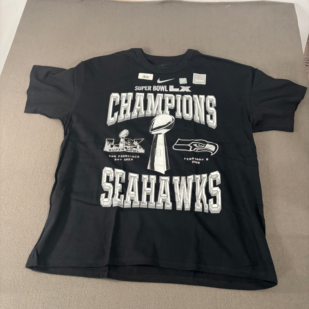 Nike Seattle Seahawks Super Bowl LX Champions T-Shirt Mens XL Black 2026